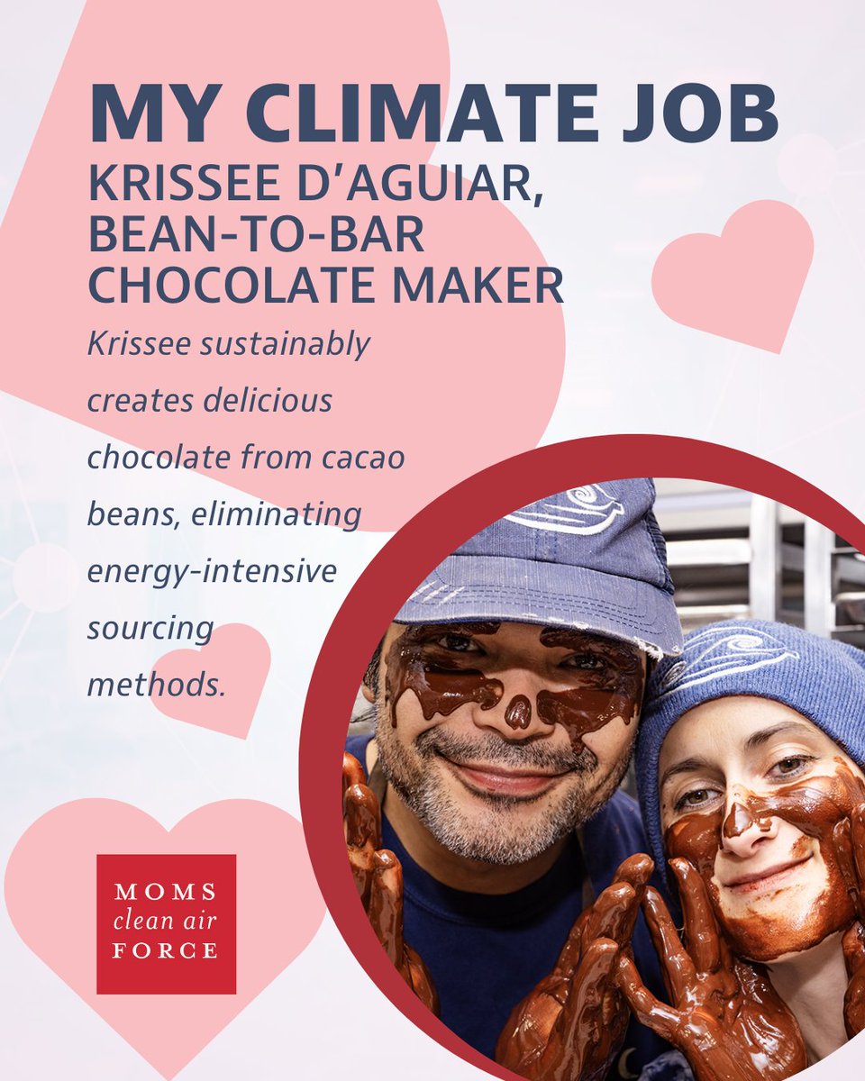 CleanAirMoms's tweet photo. Is your #ValentinesDay 💝chocolate sustainable? If it's from Krissee D'Aguiar's @riverseachocolates it is! Krissee creates mouth-watering chocolate with careful attention to everything from the packaging to the way the cacao is grown to how the pods are transported! #MyClimateJob https://t.co/X9sxaAOB2s