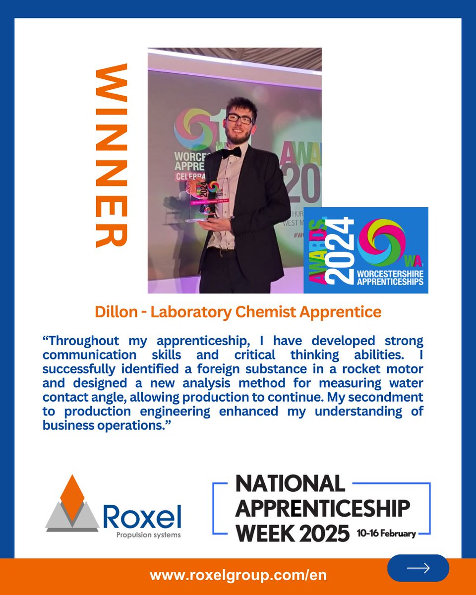 We would like to extend a huge congratulations to our recent award winner and Finalist at the Worcestershire Apprentices Awards 2024. We are all excited to see you continue to grow.
 
#NAW2025 #SkillsForLife #Apprentices #RoxelUK #WorcsApprentice