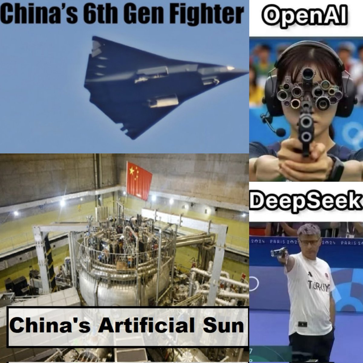 TheGoldenMean2's tweet image. China’s #Sputnik moment. Decoupling cannot halt innovation. #6thGenFighter #ArtificialSun #Deepseek
