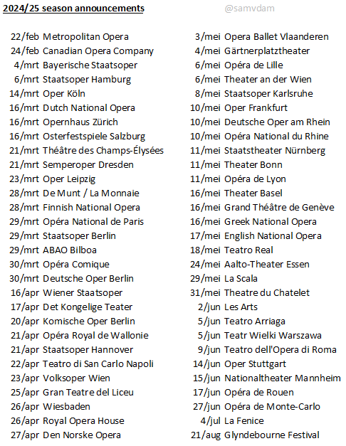 samvdam's tweet image. I'll post last year's season announcement dates here, but the new dates I'll only post as a thread on that Blue place