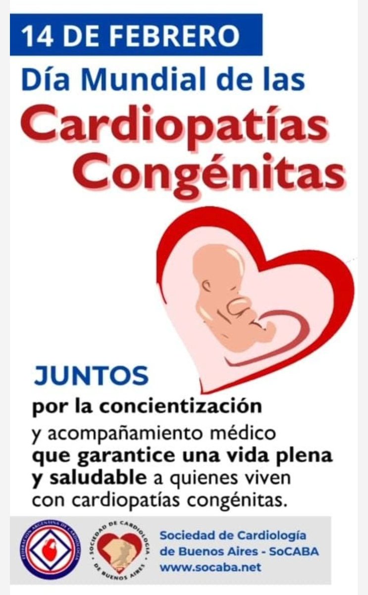 LaLoTomas3's tweet photo. Febrero mes sobre Concientización de las Cardiopatías Congénitas 🫀🩺🩻 y 14 de febrero su Día Mundial ❤️🩹🫰🏽
No crucemos los brazos 🙎🏽♂️ ante Cardiopatías Complejas y ayudemos a mejorar la calidad de vida de nuestros pacientes
#AdemasdelCorazon #14Feb #ConcientizacionCC https://t.co/K0e9KhNrVH
