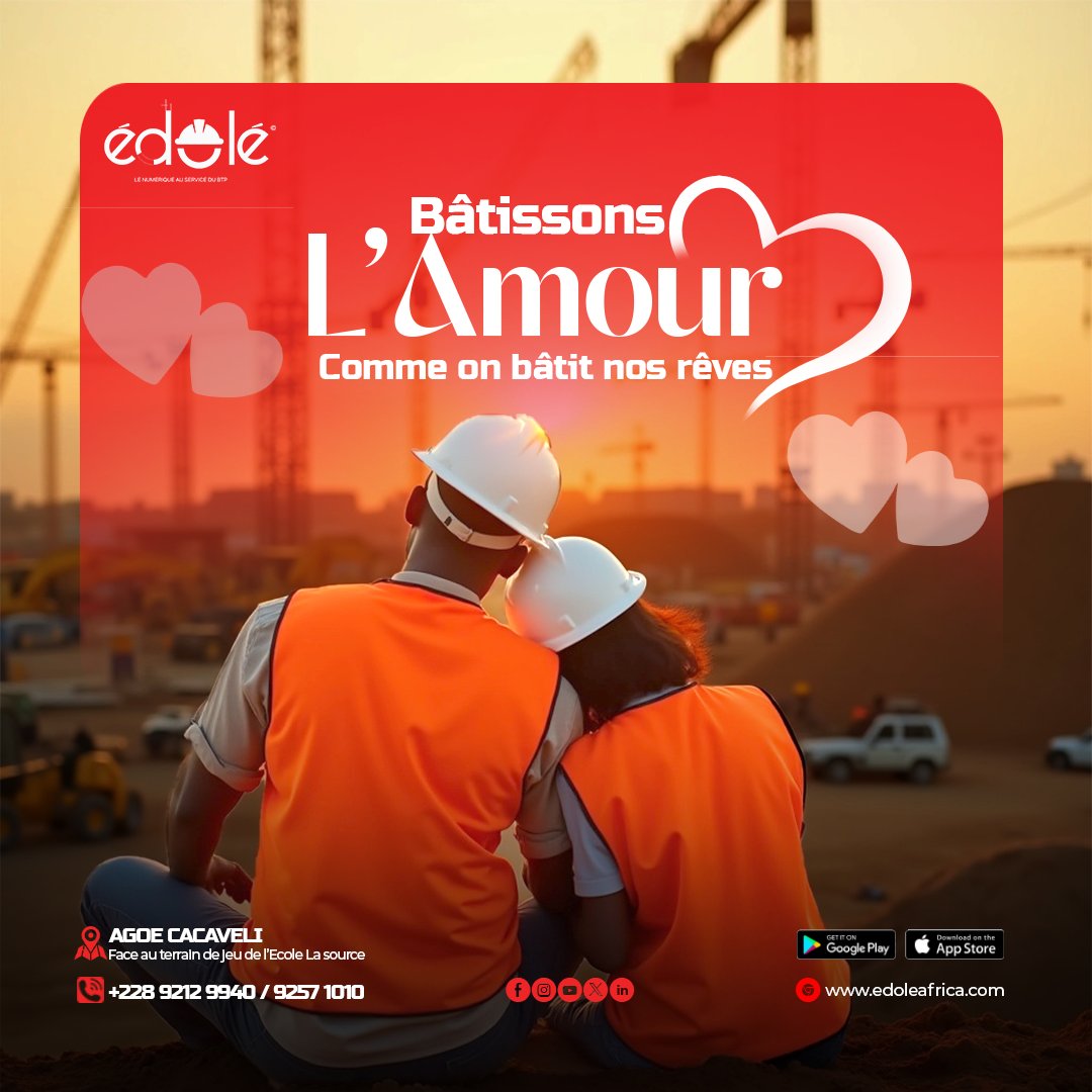 𝐋'𝐀𝐌𝐎𝐔𝐑 𝐄𝐒𝐓 𝐔𝐍 𝐂𝐇𝐄𝐅 𝐃'𝐎𝐄𝐔𝐕𝐑𝐄

Comme un édifice, il demande des fondations solideset un engagement sans faille. Aujourd’hui à Edole Africa, nous célébrons ceux qui construisent l’amour.

Nous vous souhaitons une Joyeuse Saint Valentin ❤️!

#EdoleAfrica #Amour