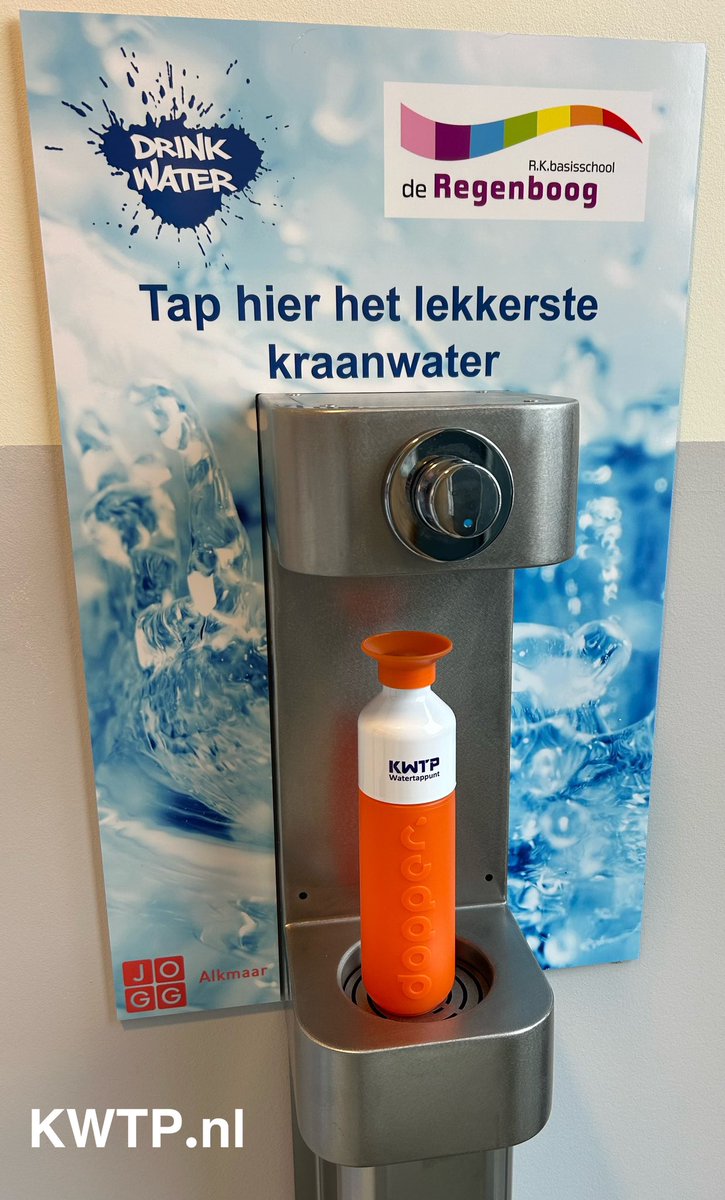Ook BS De Regenboog stapt over op een #KWTP #watertappunt, zodat alle leerlingen altijd kunnen genieten van vers &amp; gezond kraanwater! Ook iets voor jouw school?👉🏻KraanWaterTapPunt.nl 💦 Wie volgt? #kraanwater #jogg #drinkwater #akkoordgezondevoedingopscholen #onderwijs