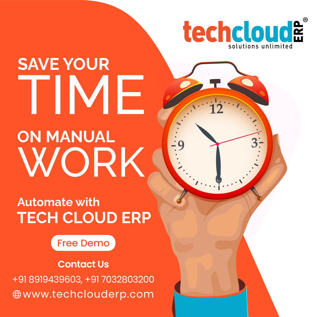 TechCloudERP's tweet photo. Save Your Time with Tech Cloud ERP.
#techclouderp #BestERP #india #SaveYourTime #ManualWork #Automation #ProductivityBoost #TimeSaver #WorkSmarter #xpost #viralpost #hyderabad #socialmedia #hyderabadbusiness #RepetitiveTasks #TimeManagement #SaveTimeSpendSmart https://t.co/H3endgYOjE