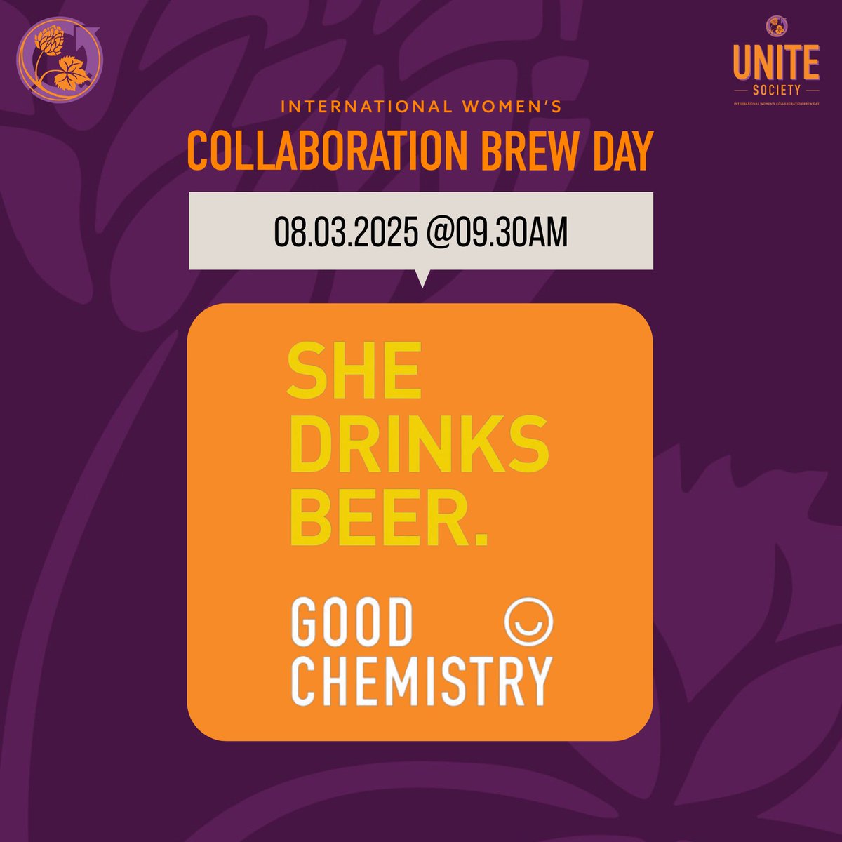 📍Good Chemistry Brewing + She Drinks Beer, Unit 2 William Street, St Philips, Bristol UK BS2 0RG

🗓️ IWCBD: 08.03.2025 9.30am

🍻 A brewday with talks, tastings, food, and DJs

🎟️ Please sign up here: forms.office.com/e/mVz5zCfSma

🎗️ £100 will be donated to charity

#IWCBD