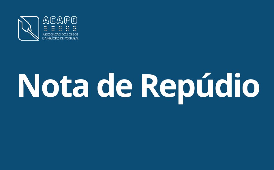 AcapoPt's tweet photo. Após as ofensas ocorridas ontem, no debate parlamentar sobre a promoção da inclusão dos jovens com necessidades educativas específicas no ensino superior, a ACAPO emitiu hoje uma nota de repúdio.
Leia a notícia completa no link: https://t.co/9DN9nXzvE8 https://t.co/lOnH1s8ljX