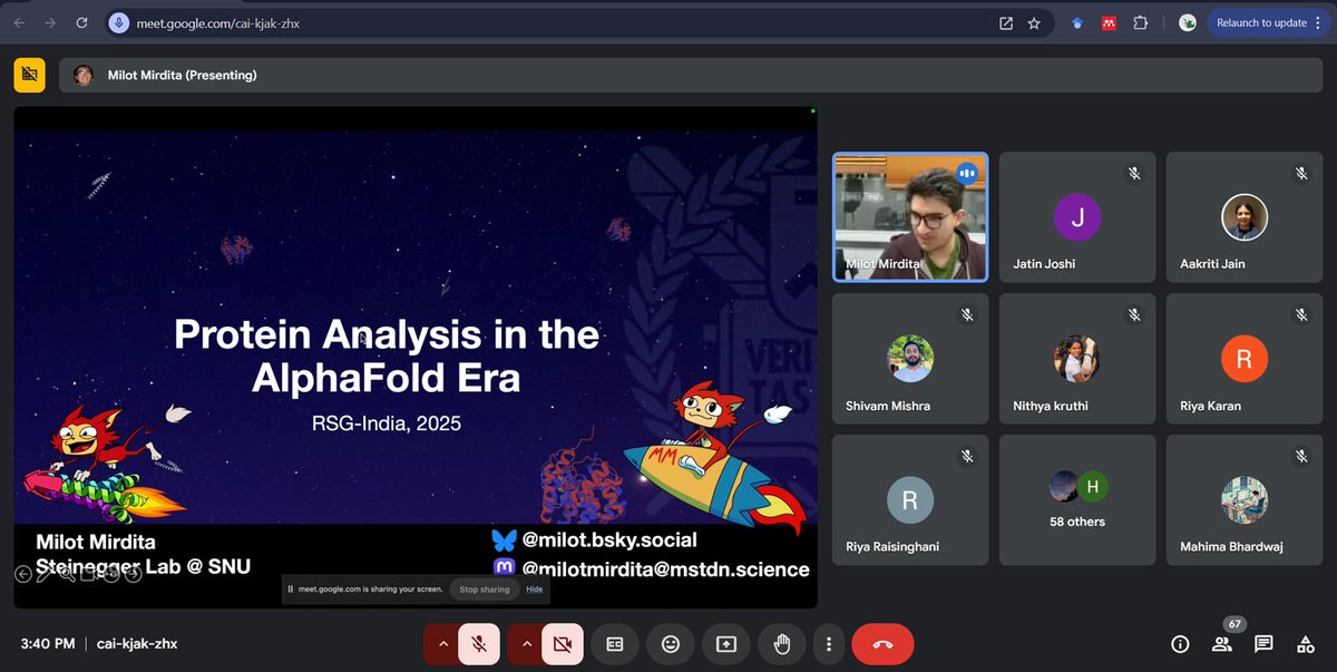 ISCB_RSG_India's tweet image. Our MLTB Ep4= insights, information &amp;amp; inspiration! @Dr.Millot @SeoulNatlUni delivered an impactful session introducing tools🏎️ driving a revolution in #compbio simplifying complex #structuralbio probs with their high edge 🖥️⚙️ &amp;amp; trademark caricature🦊
🙏 Gratitude to 🌍audience!