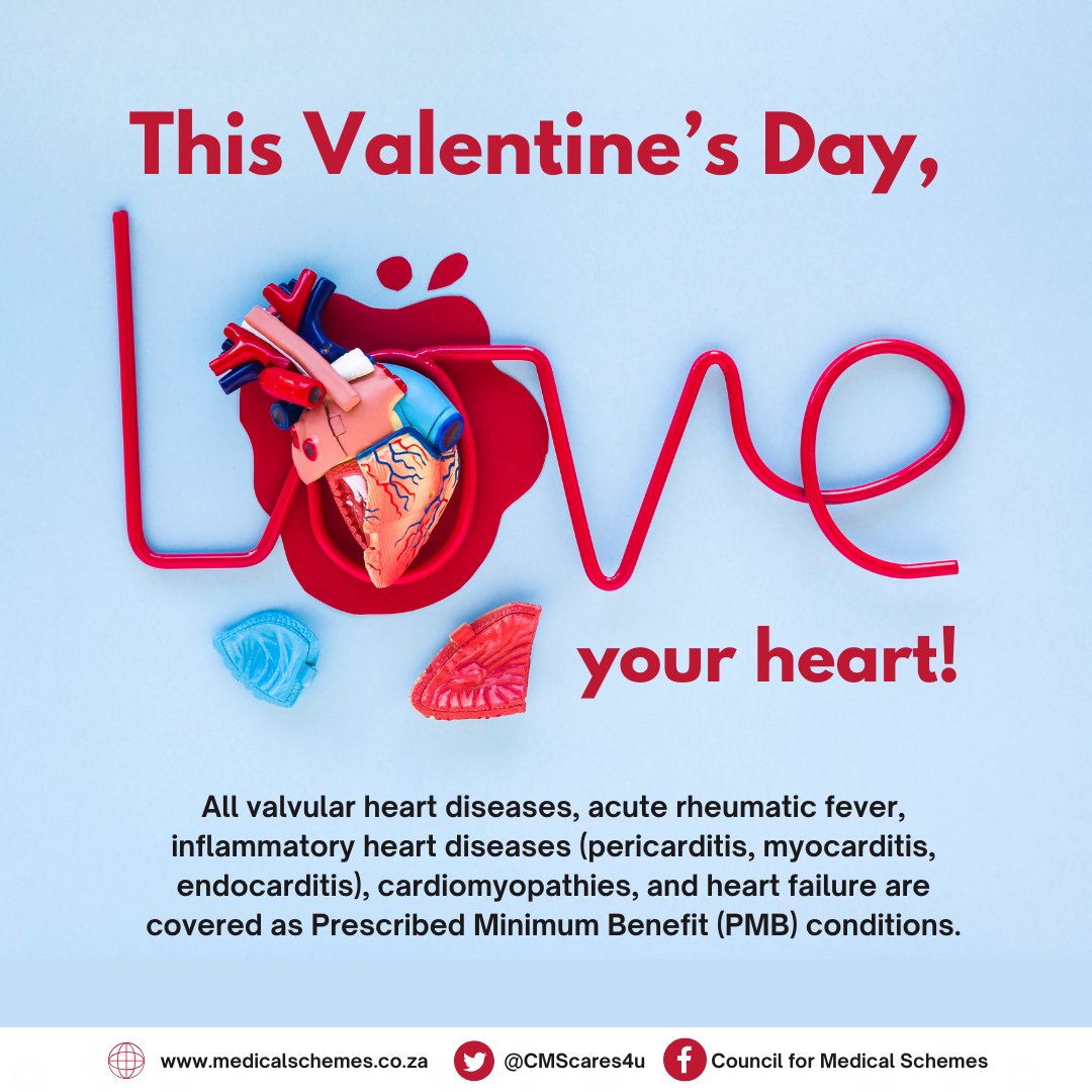CMSCares4u's tweet photo. Not all broken hearts are caused by love. If yours is due to a medical condition like heart failure, your medical scheme may help fix it. This #ValentinesDay, show your heart some real love with our #CMScript on PMB care for heart diseases: https://t.co/DEQRMYkcOO #CMScares4u https://t.co/j75laTwp9i