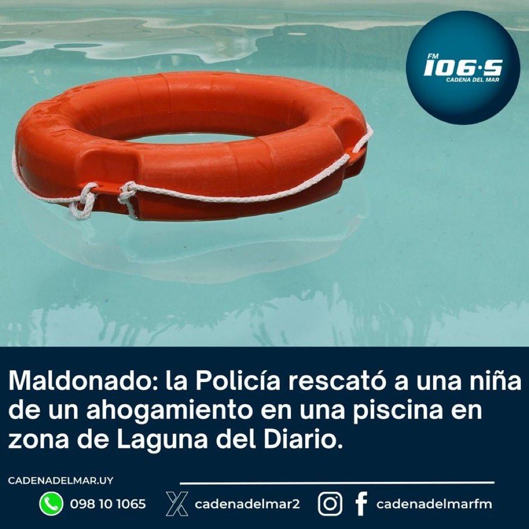 emekavoces's tweet photo. 🔴 #ADELANTO 14/02 hora 07:00
🛟#MALDONADO #URPM Zona II.
La policía rescató a una niña de un ahogamiento en una piscina en zona de Laguna del Diario en Maldonado, realizando RCP
📍Vía @cadenadelmar2
https://t.co/hiZZlqYPF6 https://t.co/rrIyInazsf