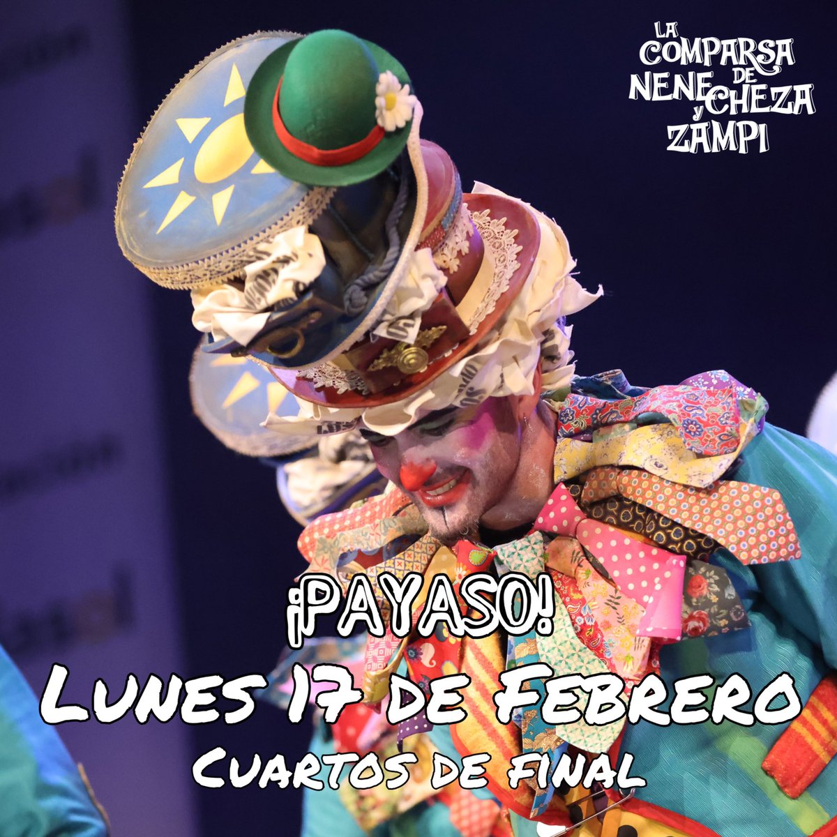 Nos vemos el lunes 😍
Enhorabuena a todas las agrupaciones que se han clasificado y gracias a todas las que no, sin vosotras este concurso no sería lo mismo.

¿QUIÉN TIENE ENTRADAS PARA EL LUNES?
#payaso #lacomparsadenenecheza #coac2025 #carnavaldecadiz