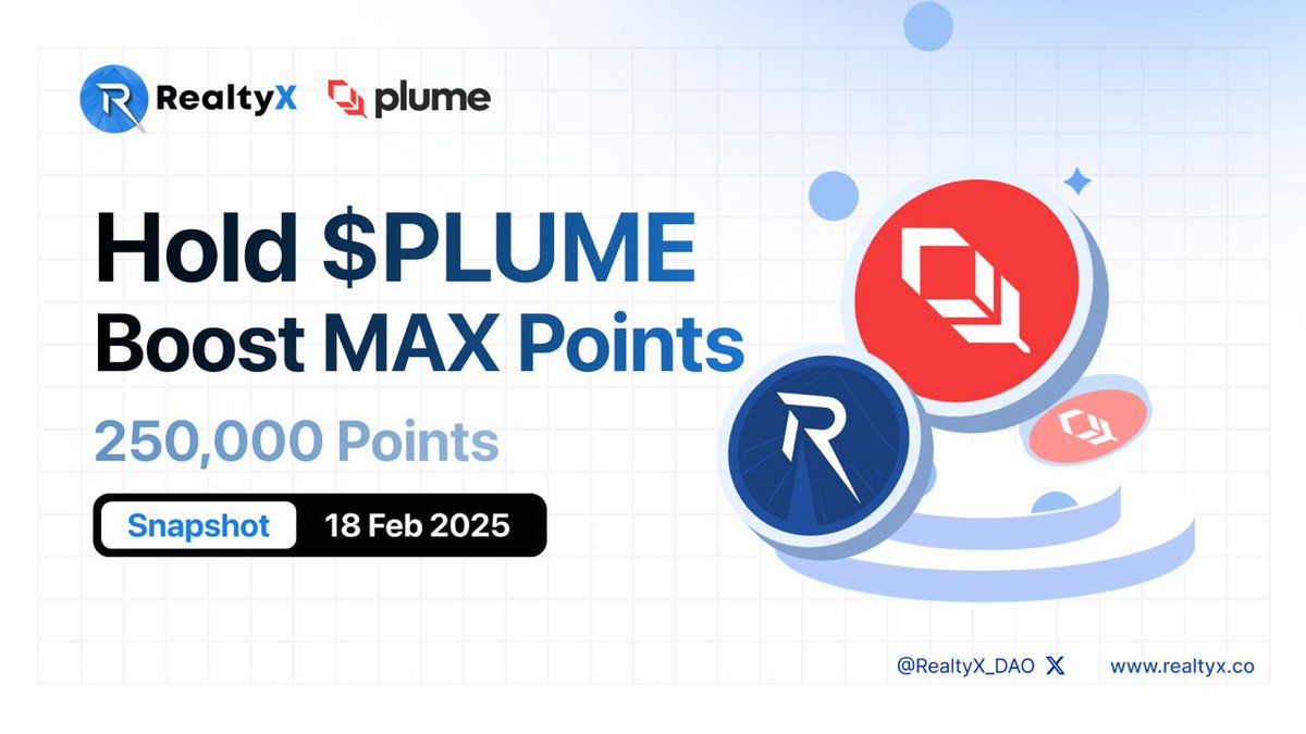 RealtyX_DAO's tweet photo. Love is in the air, and so are our MAX Points. ❤️

This Valentine’s, we’re adding $PLUME into the MAX Points mix. 250,000 MAX Points are up for grabs—Plume goons, it's time to stack up.

Snapshot: Feb 18, 2025
Hold $PLUME. Boost MAX Points. Secure your rewards.

Real ones know what to do. 🔥