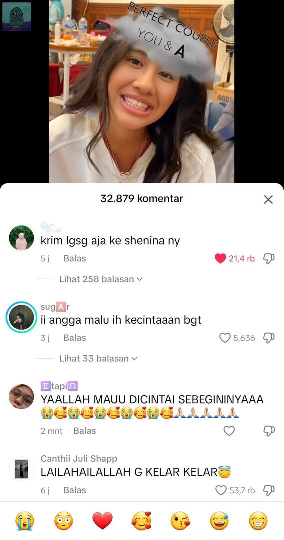 💚 guys kalian udah liat videonya angga buat shenina ga? Gilaakkk salting abiiisss, mereka kayanya emang beneran pasangan yg ditakdirkan buat bahagia bersama deh, mana komennya lucu2 bgt lagi wkwk