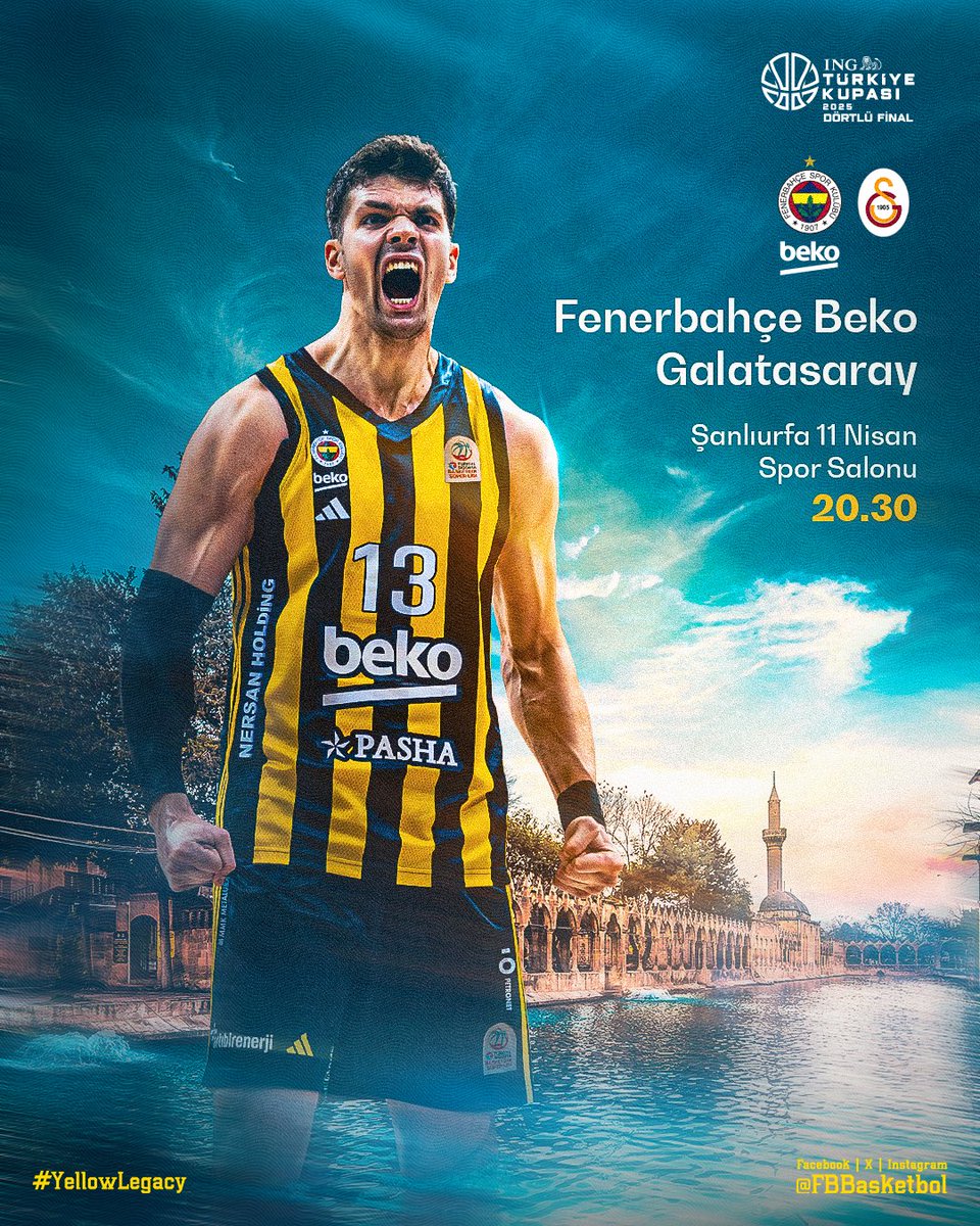 🏀 Maç günü!

🏆 ING Türkiye Kupası Yarı Final
🆚 Galatasaray
🕣 20.30
📍 Şanlıurfa 11 Nisan Spor Salonu
🔗 Maç raporu: bit.ly/4jTqLU3 
📺 TRT Spor Yıldız
📱 #YellowLegacy