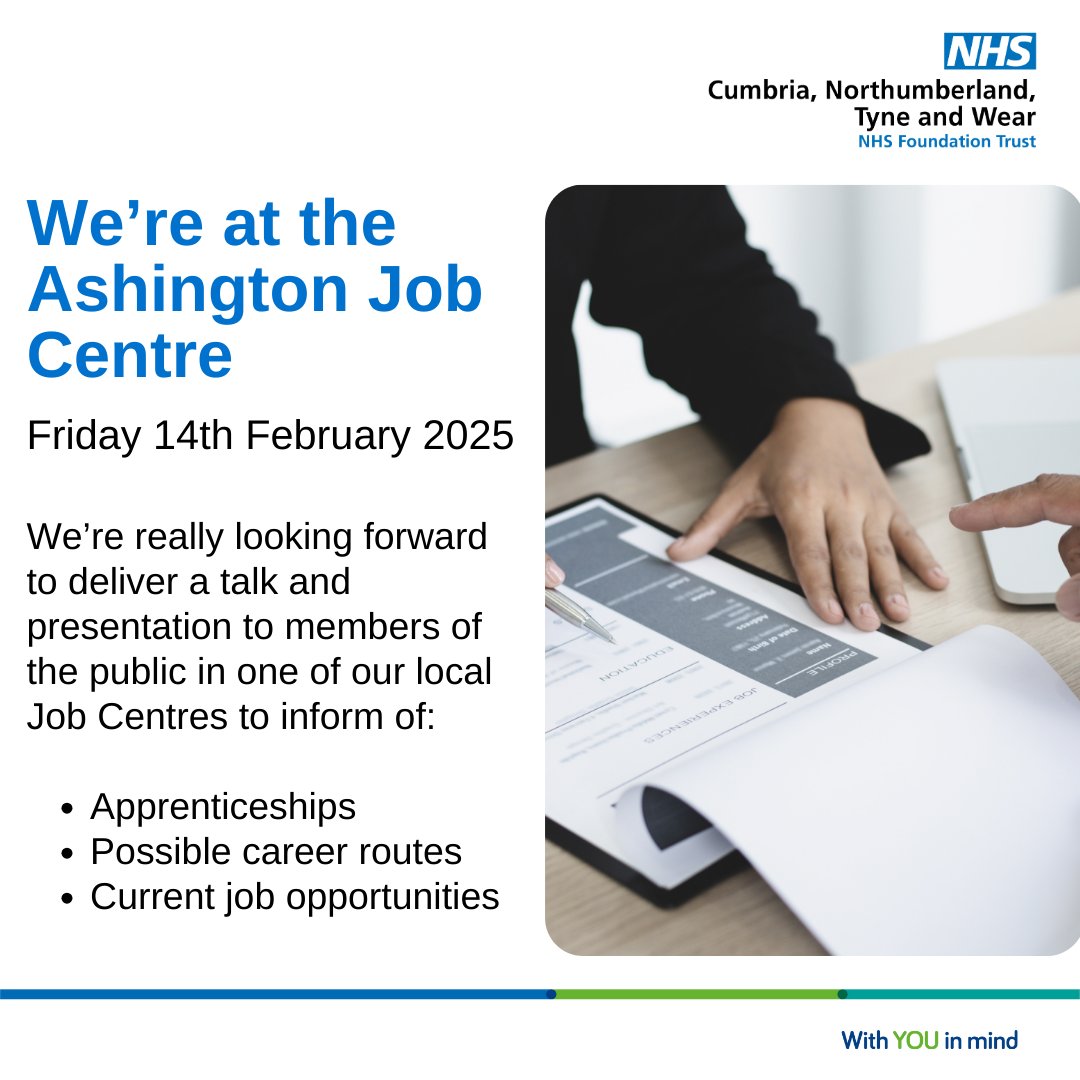 Apprenticeships at CNTW NHS Foundation Trust (@cntwapprentices) on Twitter photo The team are looking forward to delivering on all things <a href="/Apprenticeships/">Apprenticeships</a> and potential routes into <a href="/NHSuk/">NHS</a> employment at <a href="/CNTWNHS/">Cumbria, Northumberland, Tyne and Wear NHS FT</a> this morning to mark National Apprenticeship Week 2025.
We're at #Ashington's Job Centre Plus.
<a href="/JCPinNTW/">JCP in NTW</a>
#NAW2025 | #SkillsForLife The team are looking forward to delivering on all things <a href="/Apprenticeships/">Apprenticeships</a> and potential routes into <a href="/NHSuk/">NHS</a> employment at <a href="/CNTWNHS/">Cumbria, Northumberland, Tyne and Wear NHS FT</a> this morning to mark National Apprenticeship Week 2025.
We're at #Ashington's Job Centre Plus.
<a href="/JCPinNTW/">JCP in NTW</a>
#NAW2025 | #SkillsForLife