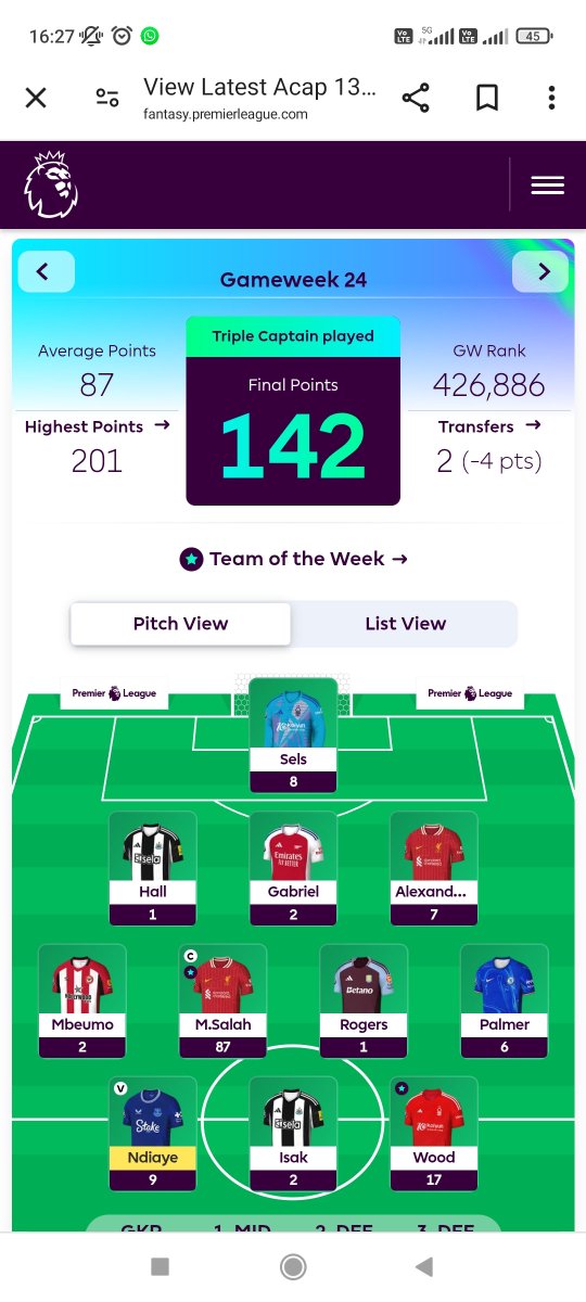 fpl3leaf's tweet photo. GW24 
TC on Salah is absolutely brilliant 

#FPL #FPL https://t.co/EGtXW9VpKi