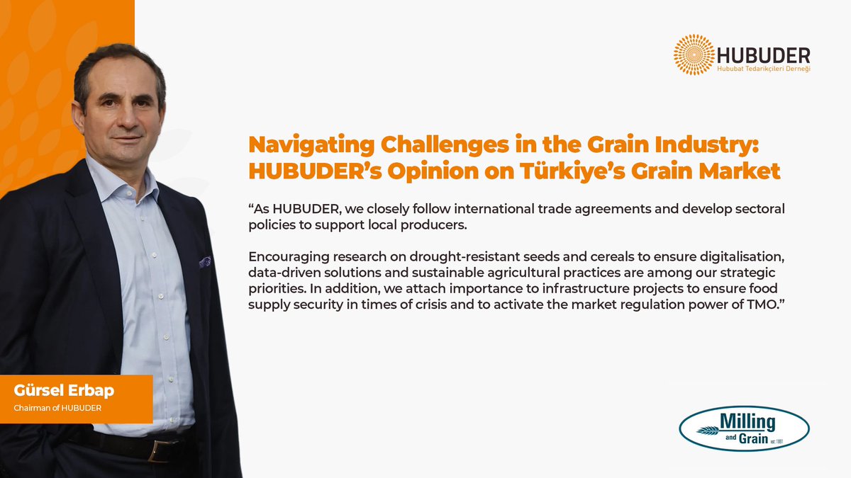 Our Chairman <a href="/GerbapGursel/">Gürsel ERBAP</a> has been interviewed by <a href="/MillingGrain_TR/">Milling and Grain TR</a> magazine and shared his views on Türkiye's grain market.
