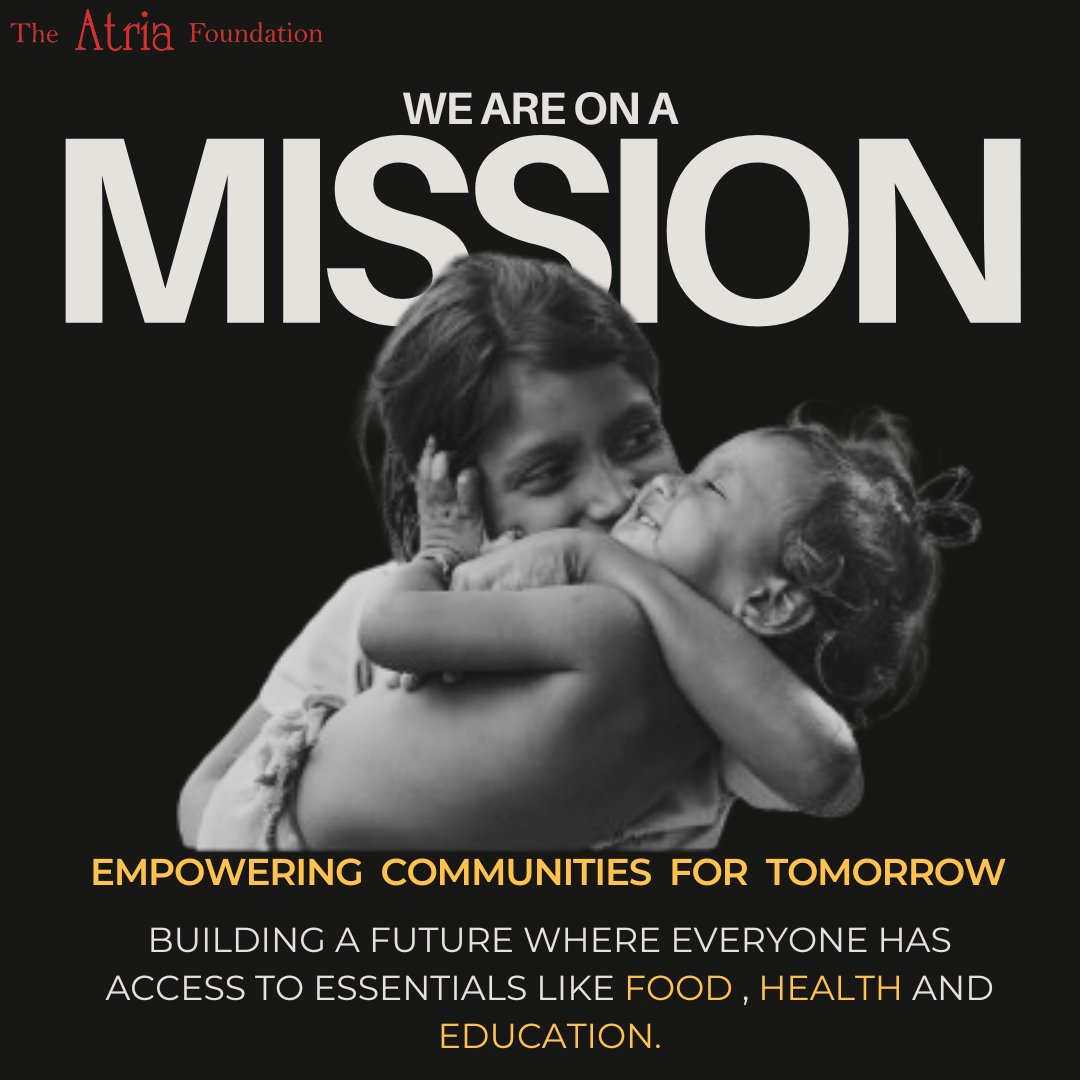 AtriaFoundation's tweet photo. We’re on a mission to build a future where no one goes hungry, healthcare isn’t a privilege, and education opens doors for all.💙✨
Together, we can ensure that food, health, and education are not luxuries—but basic rights for everyone.🍛🏥📚
#EmpowerForTomorrow #NoOneGoesHungry https://t.co/hYgFRsbTpi