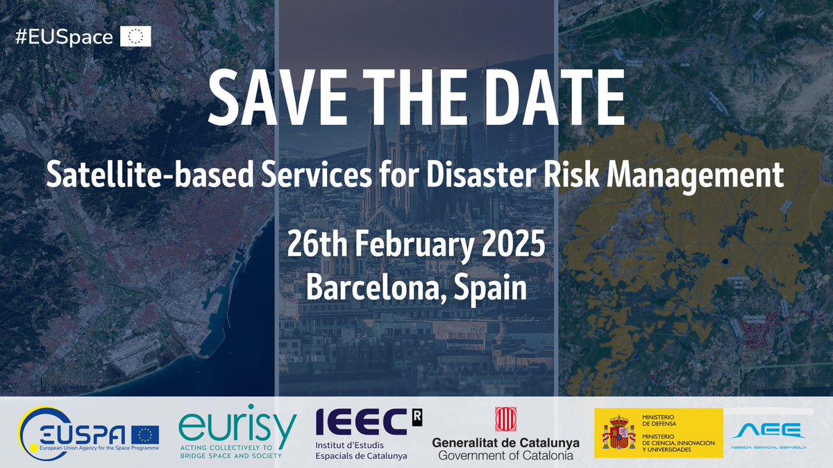 Aquest 26 de febrer no et perdis un workshop sobre exemples on l’ús de les tecnologies espacials i serveis associats ajuda en la gestió del risc de desastres naturals i emergències 🚒👮‍♀️

🕙 10:00 h
🚨 Aforament limitat!

Més info i inscripcions 👉 gen.cat/40MbThm