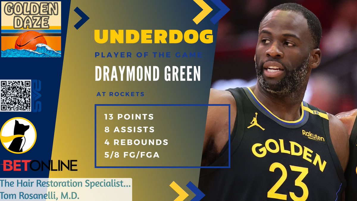 Draymond Green is tonight’s @UnderdogFantasy Player of the Game! Use the promo code “GSW” for a free pick AND up to $1000 in free cash when visiting the easiest place to play fantasy sports! Legal in over 30 U.S. states including California!
play.underdogfantasy.com/pc-em8bdHV6TW