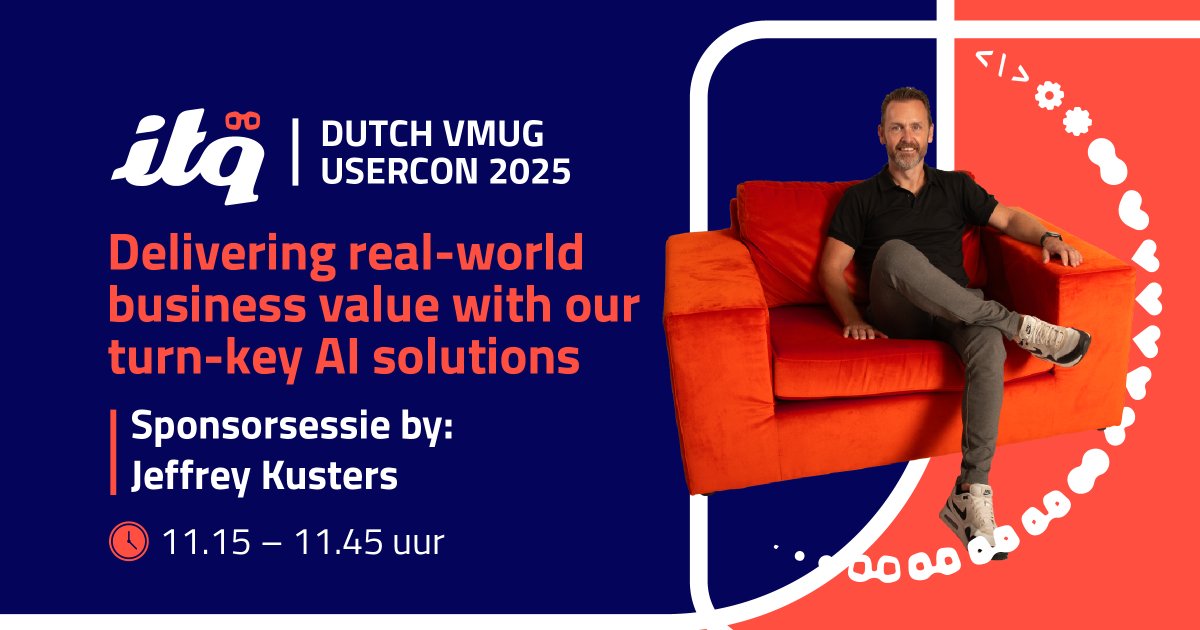 ITQ (@itq) on Twitter photo At March 12, it's time for <a href="/vmugnl/">The Dutch VMUG</a> and we are also there with ITQ sessions! We are proud sponsor of this event, so we also got a sponsor session available for you! <a href="/jeffreykusters/">Jeffrey Kusters</a> will give this session.
More info about the event and all our sessions? - itq.eu/event/vmugnl-u… At March 12, it's time for <a href="/vmugnl/">The Dutch VMUG</a> and we are also there with ITQ sessions! We are proud sponsor of this event, so we also got a sponsor session available for you! <a href="/jeffreykusters/">Jeffrey Kusters</a> will give this session.
More info about the event and all our sessions? - itq.eu/event/vmugnl-u…