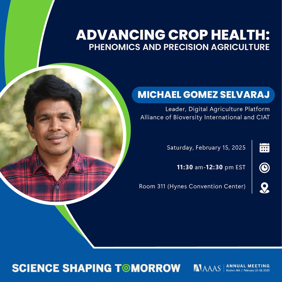 Alliance of Bioversity International and CIAT (@biovintciat_eng) on Twitter photo ⏰Last chance to register! <a href="/MICHAELSELVARA7/">MICHAEL GOMEZ SELVARAJ - Phenomics Lab</a> - Leader of the Digital Agriculture Platform at the Alliance - will speak at #AAASmtg this Saturday, Feb 15, in a session on 'Advancing Crop Health: #Phenomics and #PrecisionAgriculture'. 🔬🌾 Register here!👇
aaas.confex.com/aaas/2025/meet… ⏰Last chance to register! <a href="/MICHAELSELVARA7/">MICHAEL GOMEZ SELVARAJ - Phenomics Lab</a> - Leader of the Digital Agriculture Platform at the Alliance - will speak at #AAASmtg this Saturday, Feb 15, in a session on 'Advancing Crop Health: #Phenomics and #PrecisionAgriculture'. 🔬🌾 Register here!👇
aaas.confex.com/aaas/2025/meet…