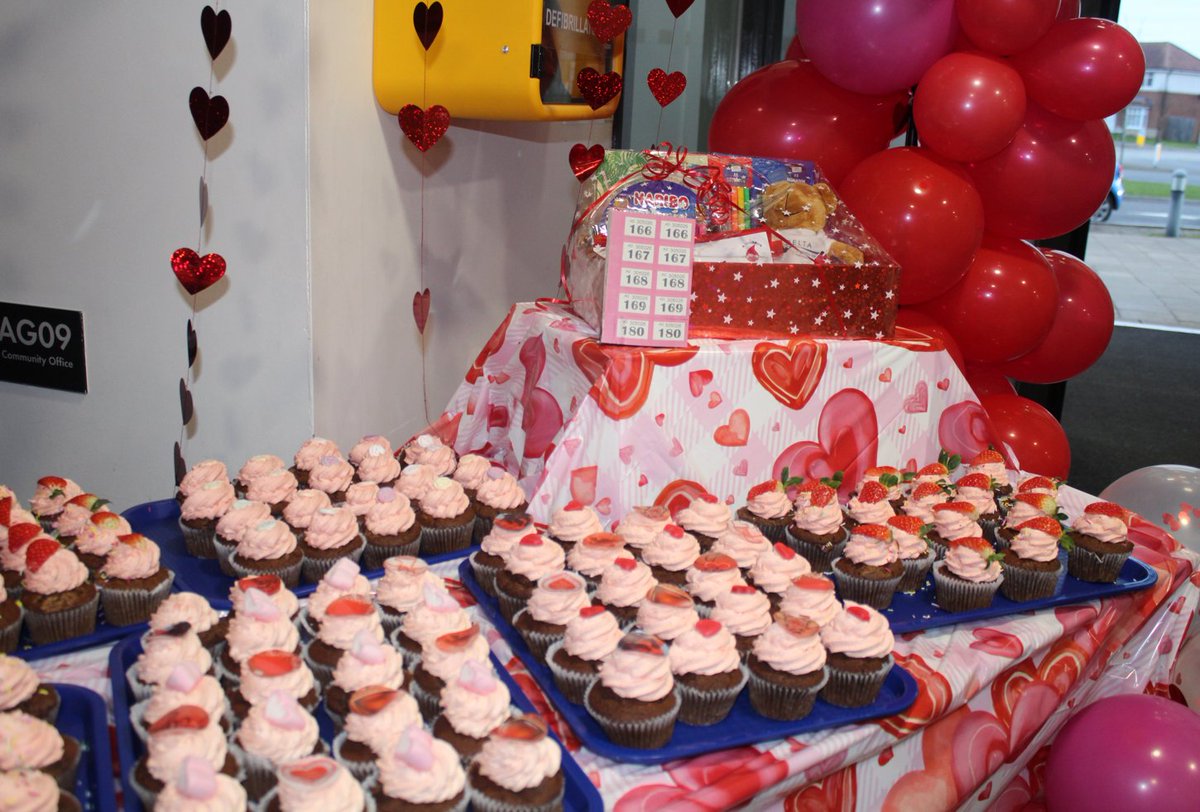 Getting all set up for the Valentines Bake Sale in aid of Ingleby Barwick CPAD. ❤️