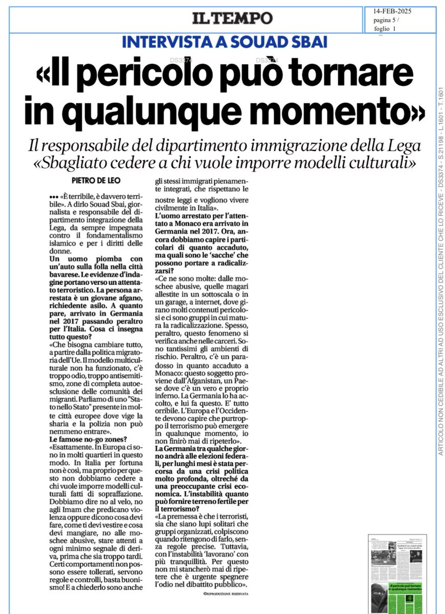 L'attacco in Germania conferma il fallimento del “multiculturalismo”, che ha solo favorito la diffusione dell’odio fondamentalista nelle società europee. È ora di “cambiare tutto” nelle politiche migratorie, rafforzando il contrasto alla radicalizzazione.