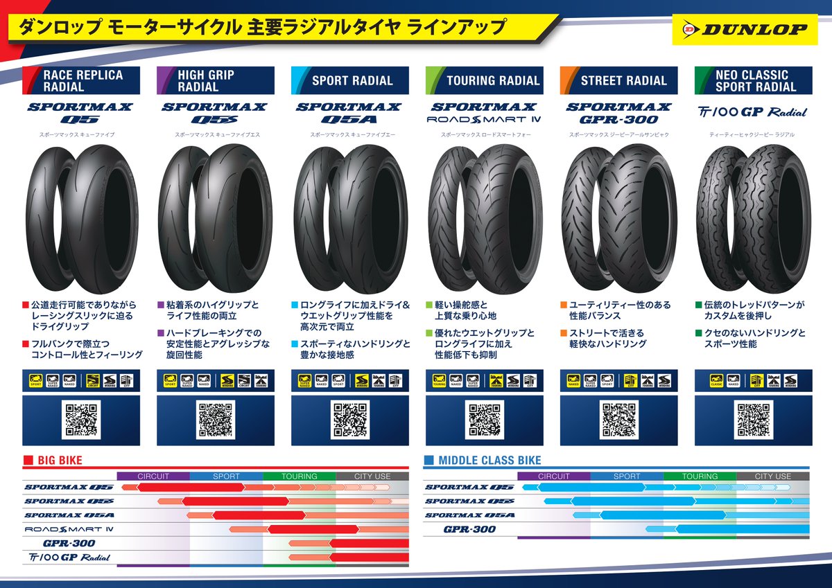 ダンロップMC主要ラジアルタイヤラインアップ表】 あなたの好みの