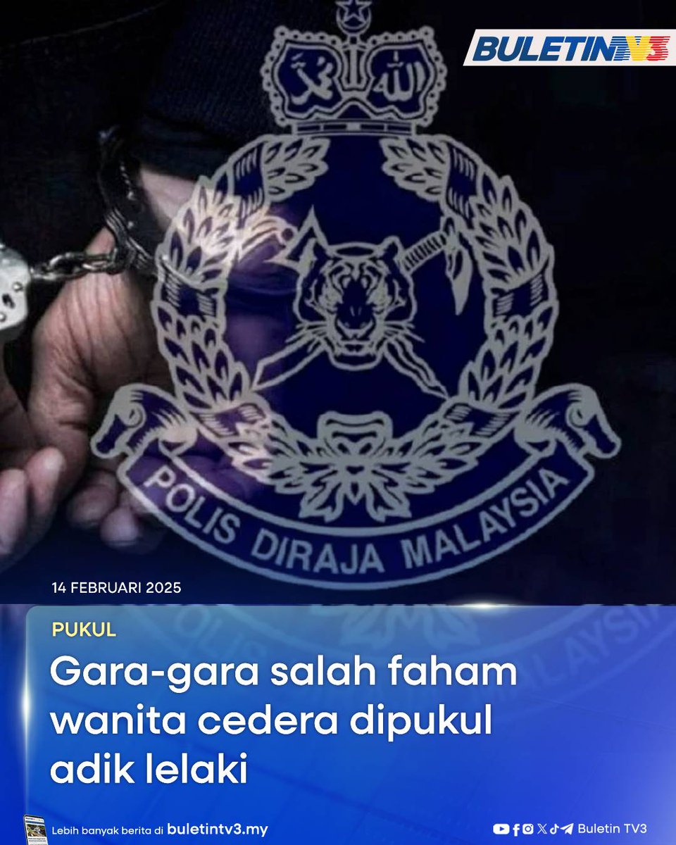 BuletinTV3's tweet photo. PUKUL | Wanita cedera di bahagian kepala dan badan selepas dipukul serta diugut oleh adik lelakinya di kediaman mereka di Hulu Kelang.
#BuletinTV3 #Pukul #HuluKelang #SalahFaham https://t.co/89AdBD8Ol5