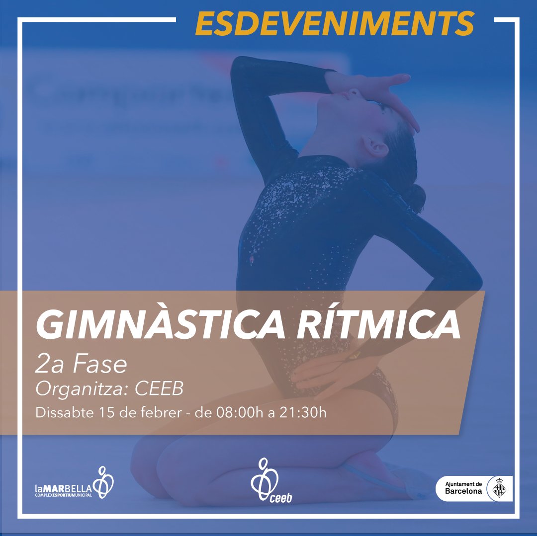 CEM La Mar Bella (@cemlamarbella) on Twitter photo 🤸🏻♀️ Aquest dissabte, la nostra instal·lació acull la 2a Fase Individual de Gimnàstica Rítmica del CEEB - <a href="/elconsell/">El Consell</a>
🍀Molta sort, gimnastes!
#CEMLaMarBella #Esportivat #Gimnàsticarítmica #CEEB #Barcelona <a href="/Bcn_SantMarti/">Districte de Sant Martí</a> <a href="/esportcat/">Esports</a> <a href="/EsportsDiba/">Esports Diputació de Barcelona</a> <a href="/BCN_esports/">BCN Esports</a> 🤸🏻♀️ Aquest dissabte, la nostra instal·lació acull la 2a Fase Individual de Gimnàstica Rítmica del CEEB - <a href="/elconsell/">El Consell</a>
🍀Molta sort, gimnastes!
#CEMLaMarBella #Esportivat #Gimnàsticarítmica #CEEB #Barcelona <a href="/Bcn_SantMarti/">Districte de Sant Martí</a> <a href="/esportcat/">Esports</a> <a href="/EsportsDiba/">Esports Diputació de Barcelona</a> <a href="/BCN_esports/">BCN Esports</a>