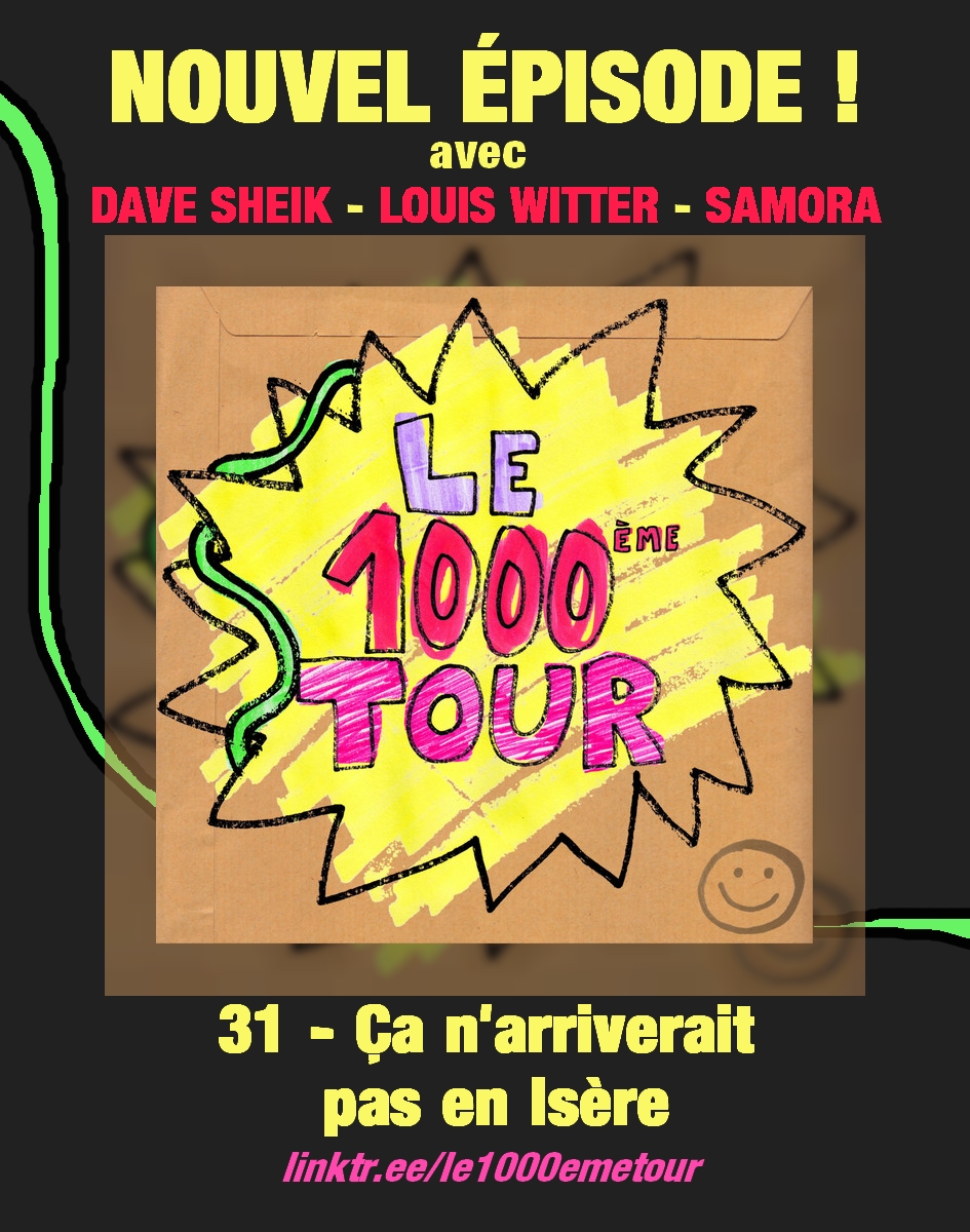 Nouvel épisode du 1000ème Tour ! 
Avec Dave Sheik, Louis Witter et Samora (Le Mwakast) on fait le bilan 2 mois après le passage du cyclone Chido à Mayotte. On parle aussi du procès Sarkozy, donc cet épisode contient fatalement des imitations.
Dispo sur les plateformes de podcast.