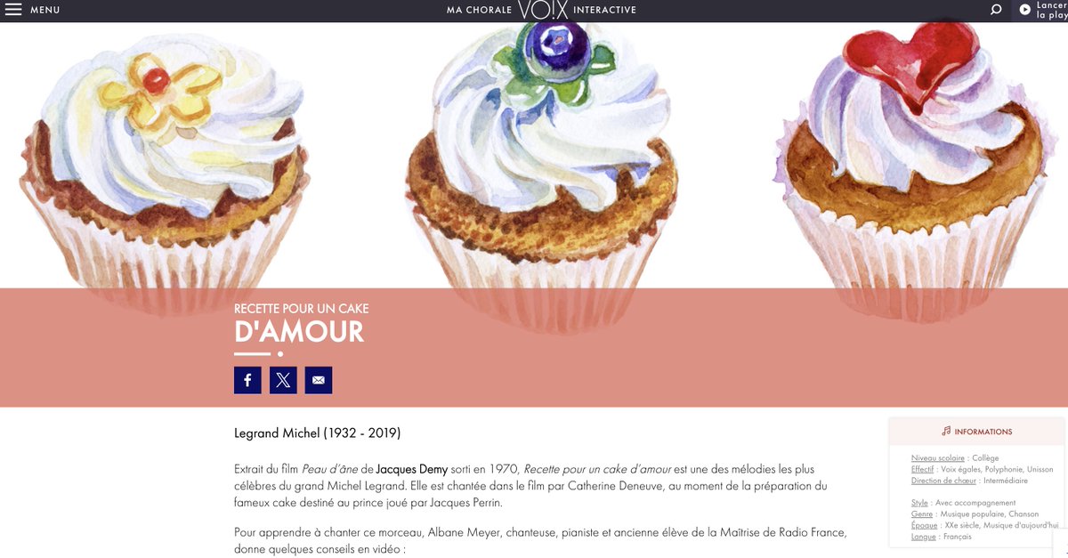 💖Pour la #SaintValentin, partagez un "Cake d'amour" musical 🎶avec vos élèves #Cycle4

🎤Explorez cette chanson de Michel Legrand, du film "Peau d'Âne", grâce à la ressource VOX <a href="/radiofrance/">Radio France</a> : capsule vidéo, fiche pédagogique, guides de chant

🔗vox.radiofrance.fr/ressource/rece…

#edmus