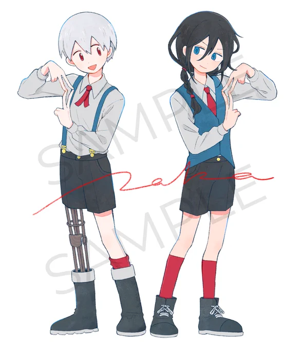 ポップアップショップのグッズが公開されましたアクスタとアクキーが描き下ろしです。少年装の2人 