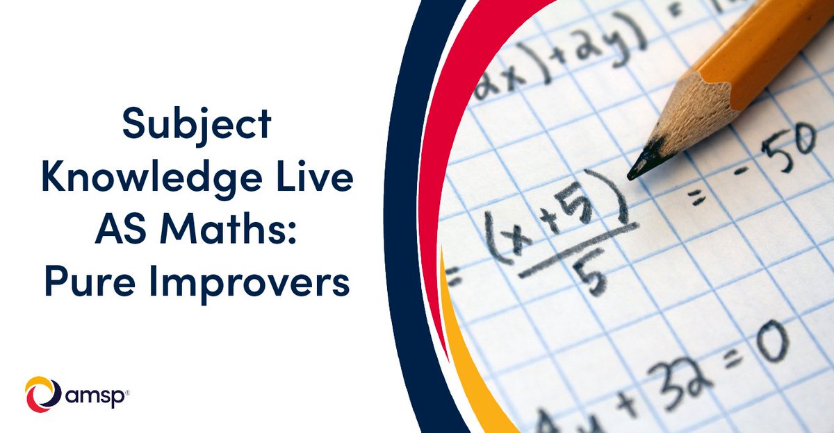 Do you teach the AS pure element of the A level Mathematics course?

Do you want to explore wider pedagogical approaches and resources?

Join our Subject Knowledge Live | AS Maths: Pure Improvers course starting on 6 March!

Apply now 👉 ow.ly/uSTK50Ua58R
#SKL #MathsPD