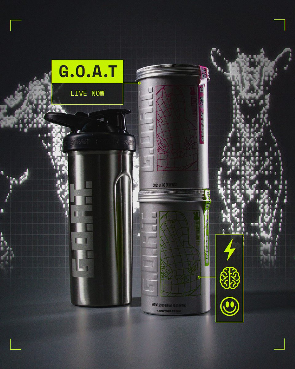 BE THE G.O.A.T 🐐 Our powerful new focus formula is live now in two flavours: Cherry Apple and Raspberry Lemonade. Supercharge your brainpower, support your gut-brain axis and enjoy mind-blowing flavour.

SHOP NOW: sneakenergy.visitlink.me/35LV8T