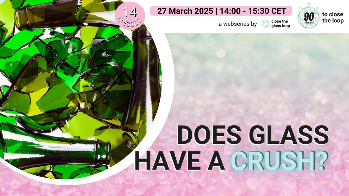 📢 Registrations are now open for Episode 14 of #90MinutesCGL and join us on March 27, 2025, as we dive into the risks &amp; opportunities of crushing or compacting glass. 
 
 🔴 Don't break our hearts on this Valentine’s Day, sign up now!👉 lnkd.in/ej2Y56Yt