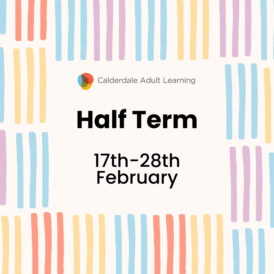 LearningCAL's tweet image. It's half term! Remember, there are no classes for the next two weeks.

The Learner Support team will be available on 01422 392820 if you have any queries
Monday - Thursday: 9am-4pm
Friday: 9am-2pm