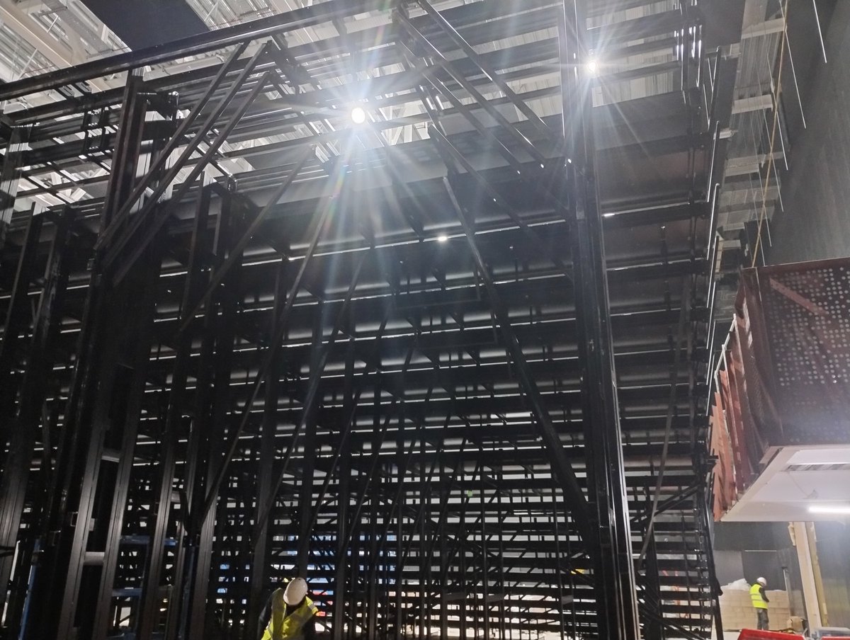 This week, we've been onsite at <a href="/TeessideUni/">Teesside University</a>  building this truly massive 22 row retractable seating structure for their Digital Life Building. We'll share some photos when it's finished, but we for now, we thought we'd share this vertiginous 'work-in-progress' shot!