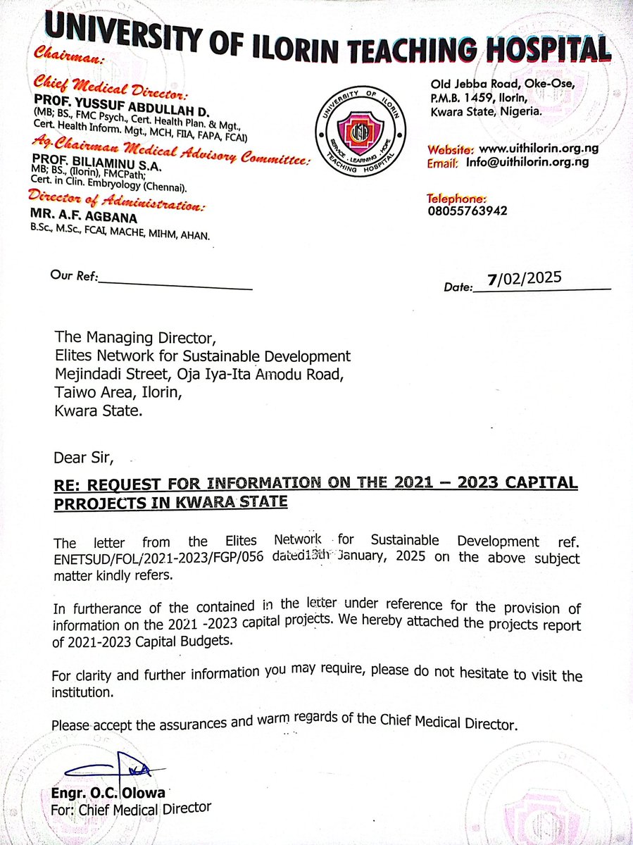 UITH explains public fund spending to ENetSuD

ENetSuD received the reply of UITH to our Freedom of Information (FOI) request on projects it executed between 2021 - 2023. (see list facebook.com/share/p/1FzAY5…).

We appreciate UITH cooperation. 

#FollowKwaraMoney