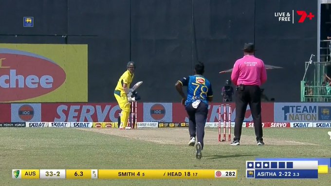 GONE!  Travis Head falls and Australia are 3-33 😳 📹 Credits: Twitter/7Cricket
