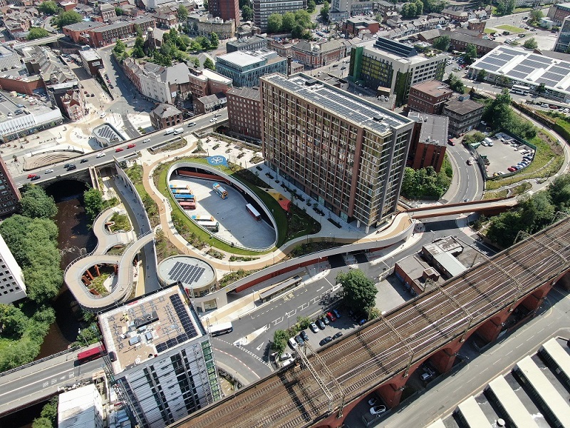 Our next finalist for Building of the Year is Stockport Interchange! 

The £140m Stockport Interchange was delivered on time and on budget in March 2024. The development includes a new town centre park, high quality apartments, state-of-the-art transport facilities and improved
