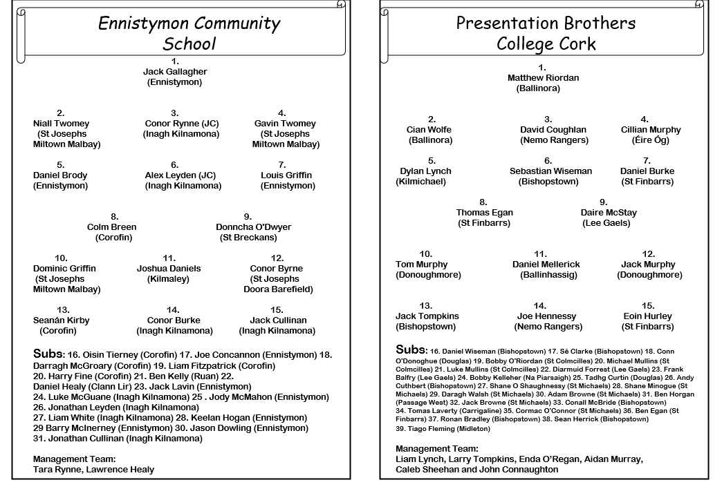 Munsterpps's tweet photo. TUS Munster GAA Post Primary Schools Corn Sheain Ui Mhurchu (Under 19 C Football) FINAL

Ennistymon Community School 

V 

Presentation Brothers College Cork

Today (Friday) at 12 noon in the TUS Moylish Campus, Limerick https://t.co/QT0ctrjGLq