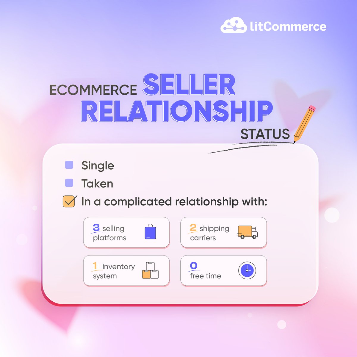 litcommerce's tweet image. 😅eCommerce seller relationship status on Valentine’s Day be like: