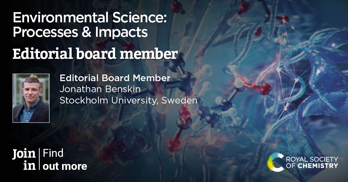 ⭐ We are delighted to welcome Professor Jonathan Benskin (<a href="/JonBenskin/">Jonathan Benskin</a>) to the Editorial Board for Environmental Science: Processes &amp; Impacts! ⭐

Jonathan is a Professor in the Department of Environmental Science (ACES) at <a href="/Stockholm_Uni/">Stockholm University</a> 

#ESPI