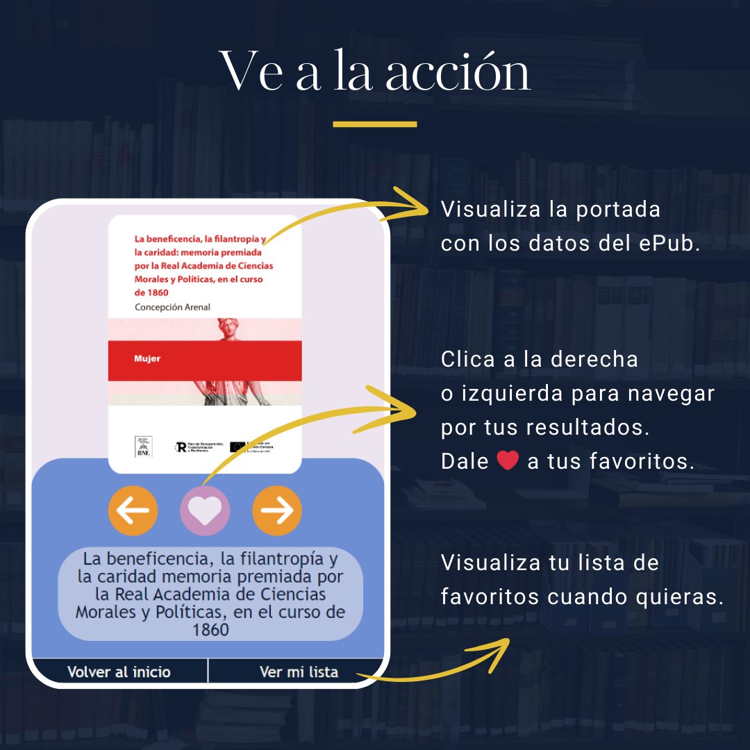 BNE_biblioteca's tweet image. Con la #ePubteca, una app para filtrar y guardar tus lecturas favoritas de la colección de #ePubs de la @BNE_biblioteca, encontrarás muchos mundos de los que enamorarte. 💞#LibraryLoversDay
🔗bne.es/es/noticias/bn…