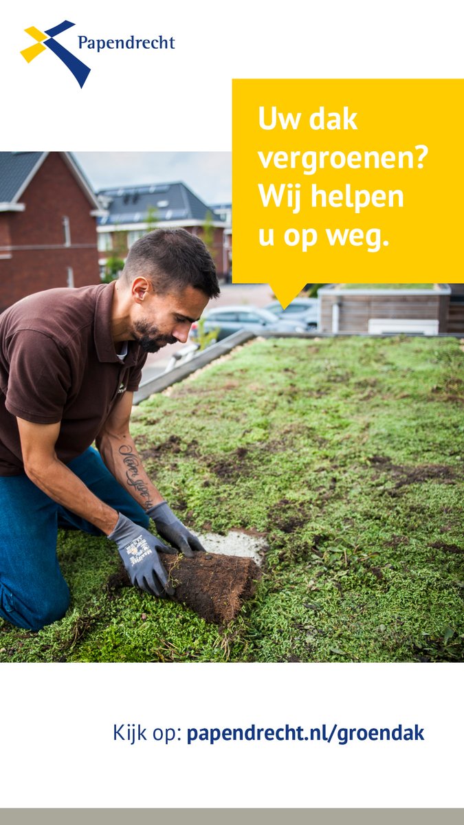 De groendak-actie loopt nog tot 1 maart! Laat uw dak gratis scannen en ontvang 2 m² gratis + een zaadmengsel bij aanleg van een groendak van minimaal 6 m². Meer informatie: papendrecht.nl/groendak.