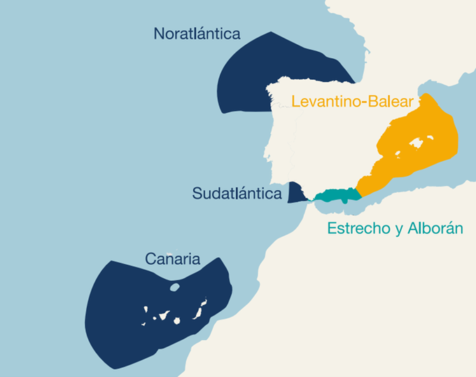 🌊En España existen 5⃣ demarcaciones marinas.

👉Cada una de ellas contiene su propia Estrategia marina con una evaluación y medidas para garantizar su buen estado ambiental.