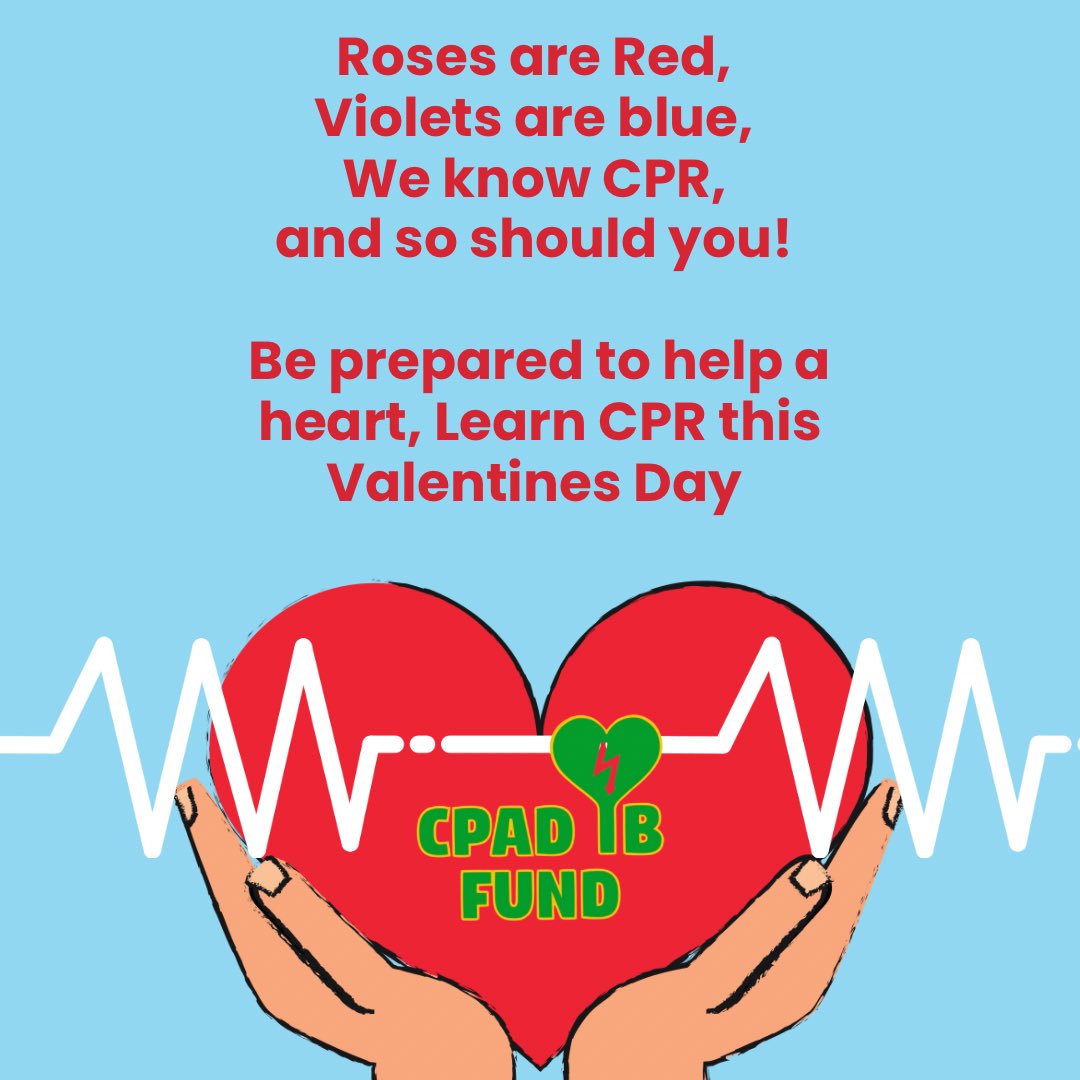 Happy Valentines Day! ❤️

Show you care, be prepared to help a heart, learn CPR this Valentines Day ❤️

Learn CPR by clicking on bhf.org.uk/how-you-can-he…

You are also welcome to sign up to one of CPAD IB Fund free CPR &amp; AED awareness sessions. Keep following for details ❤️