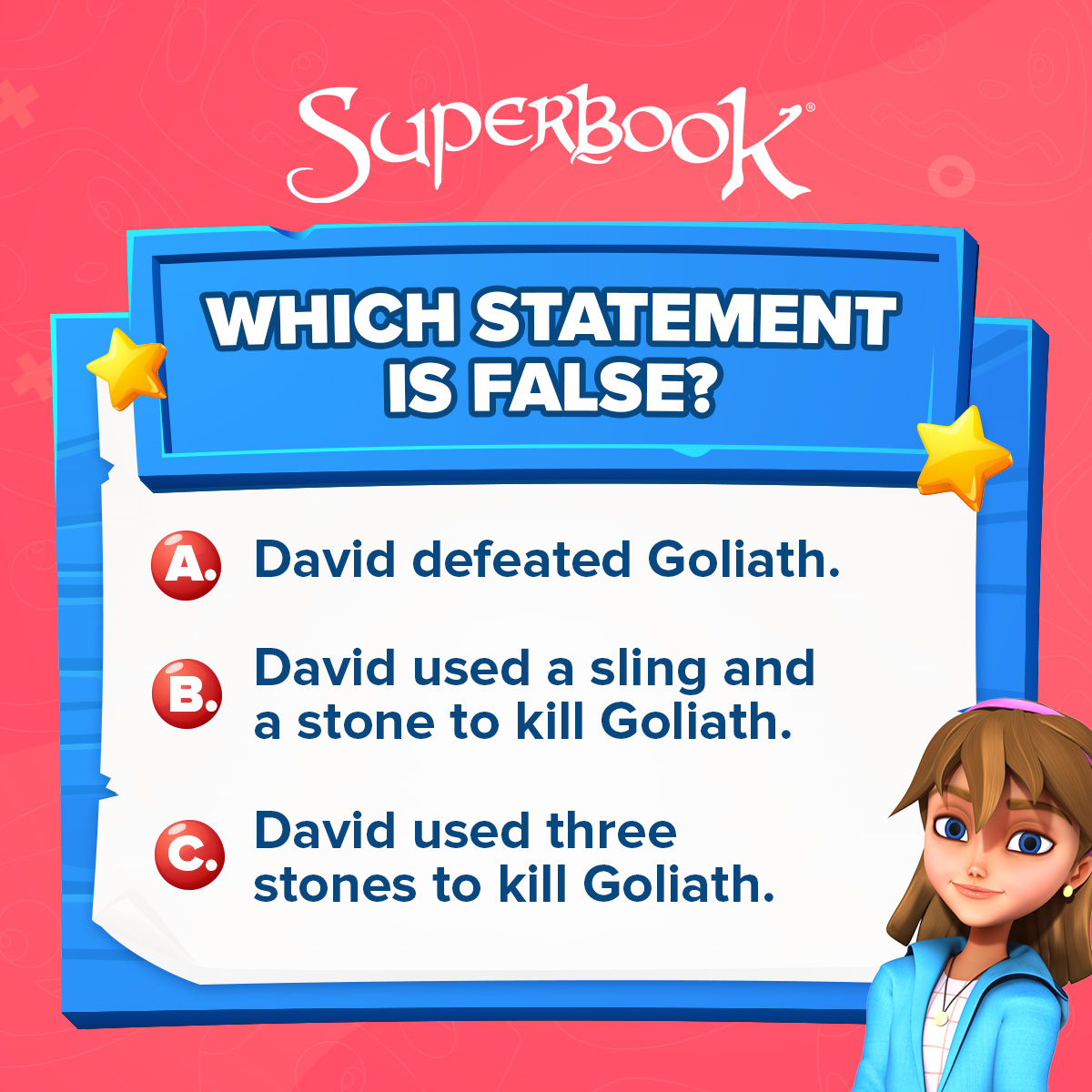 SuperbookTV's tweet image. Parents, make learning the Bible fun with your kids! ✨ Play "Which Statement is False?" today. #BibleGames #BibleTrivia #WhichStatementIsFalse #ChristianParenting
.
.
.
.
.
𝐒𝐔𝐏𝐄𝐑𝐁𝐎𝐎𝐊
𝐵𝑟𝑖𝑛𝑔𝑖𝑛𝑔 𝐵𝑖𝑏𝑙𝑒 𝑠𝑡𝑜𝑟𝑖𝑒𝑠 𝑎𝑛𝑑 𝐽𝑒𝑠𝑢𝑠’ 𝑙𝑜𝑣𝑒 𝑡𝑜 𝑘𝑖𝑑𝑠