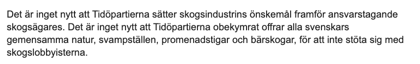 Är det den här typen anklagelser vi ska hålla tillgodo med i den 🇸🇪 skogsdebatten?

Miljöpartiet är inte en seriös aktör.